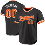 Custom Black Orange-White Authentic Throwback Baseball Jersey