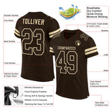 Custom Brown Brown-Cream Mesh Authentic Football Jersey