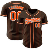 Custom Brown Orange Pinstripe Orange-White Authentic Baseball Jersey