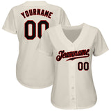 Custom Cream Black-Red Authentic Baseball Jersey