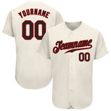 Custom Cream Black-Red Authentic Baseball Jersey