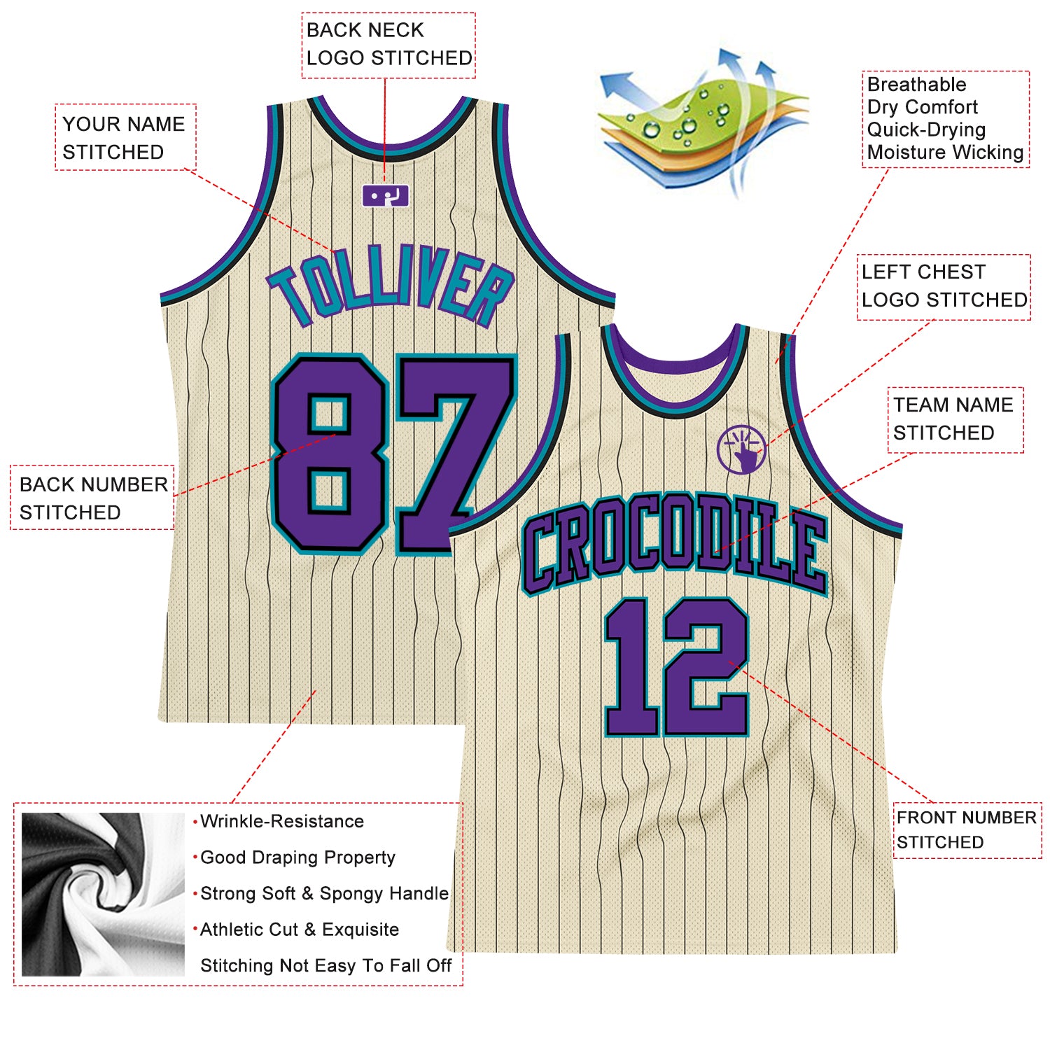 Custom Purple Black Pinstripe Black-Gold Authentic Throwback Basketball  Jersey Discount