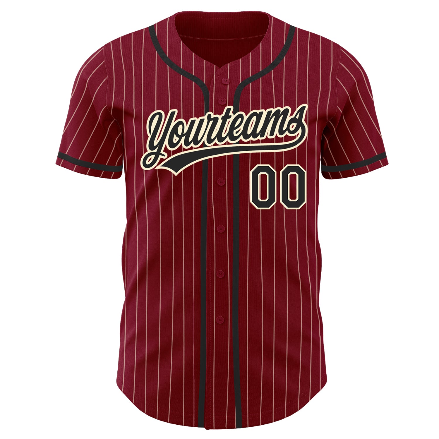 Custom Cream Navy Pinstripe Navy-Red Baseball Jersey