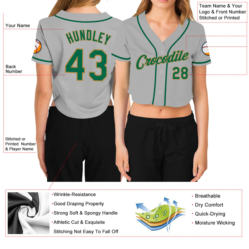 Kelly Green White-Gold CUSTOM Baseball Jersey 