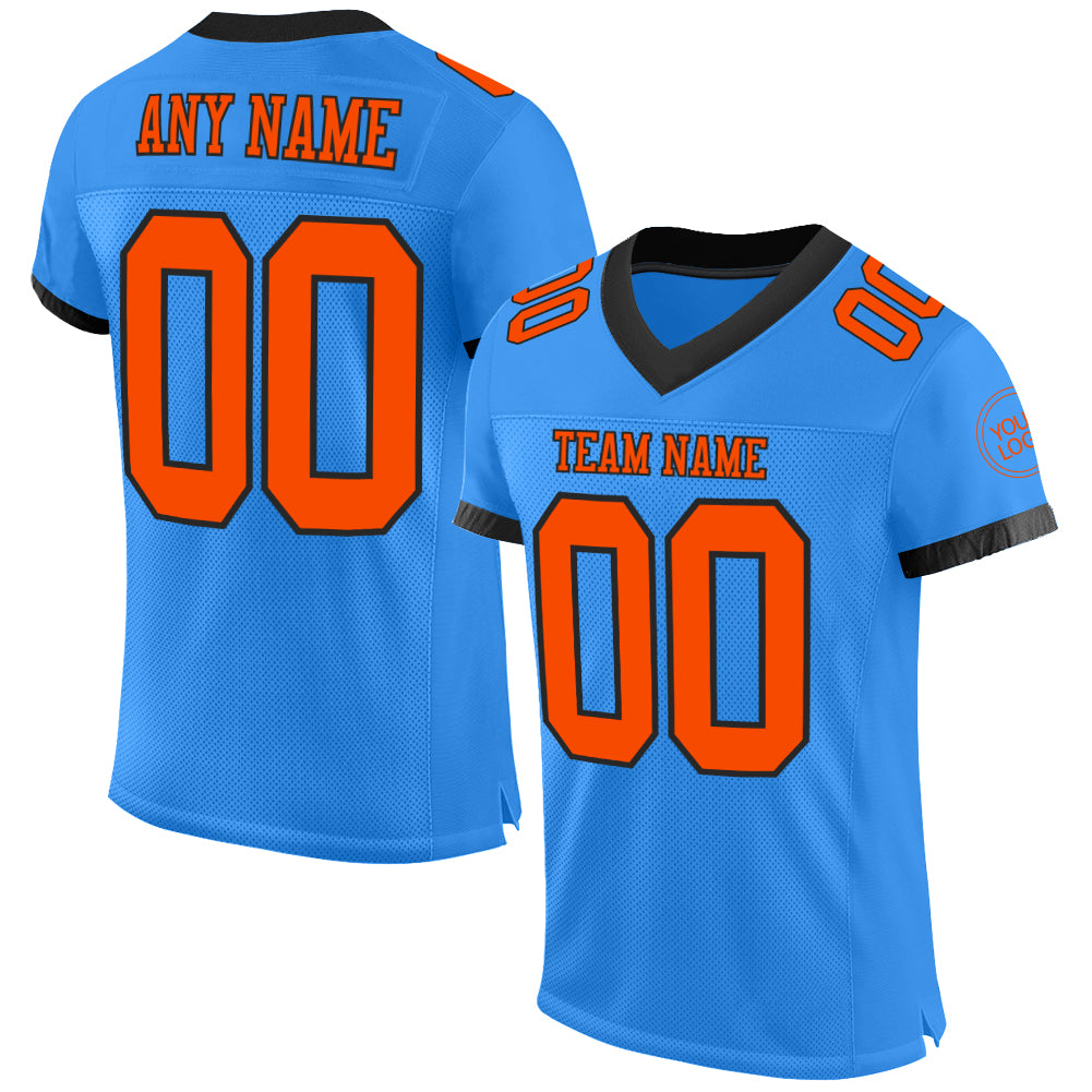 Custom Electric Blue Orange-Black Mesh Authentic Football Jersey Sale –  UKSN INC