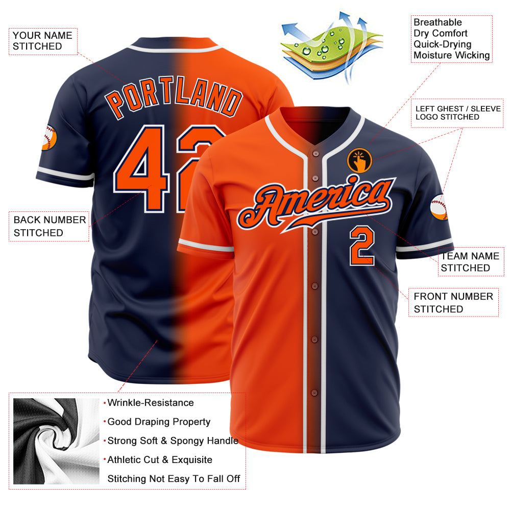 Custom White Navy Pinstripe Navy-Orange Authentic Baseball Jersey Sale –  UKSN INC