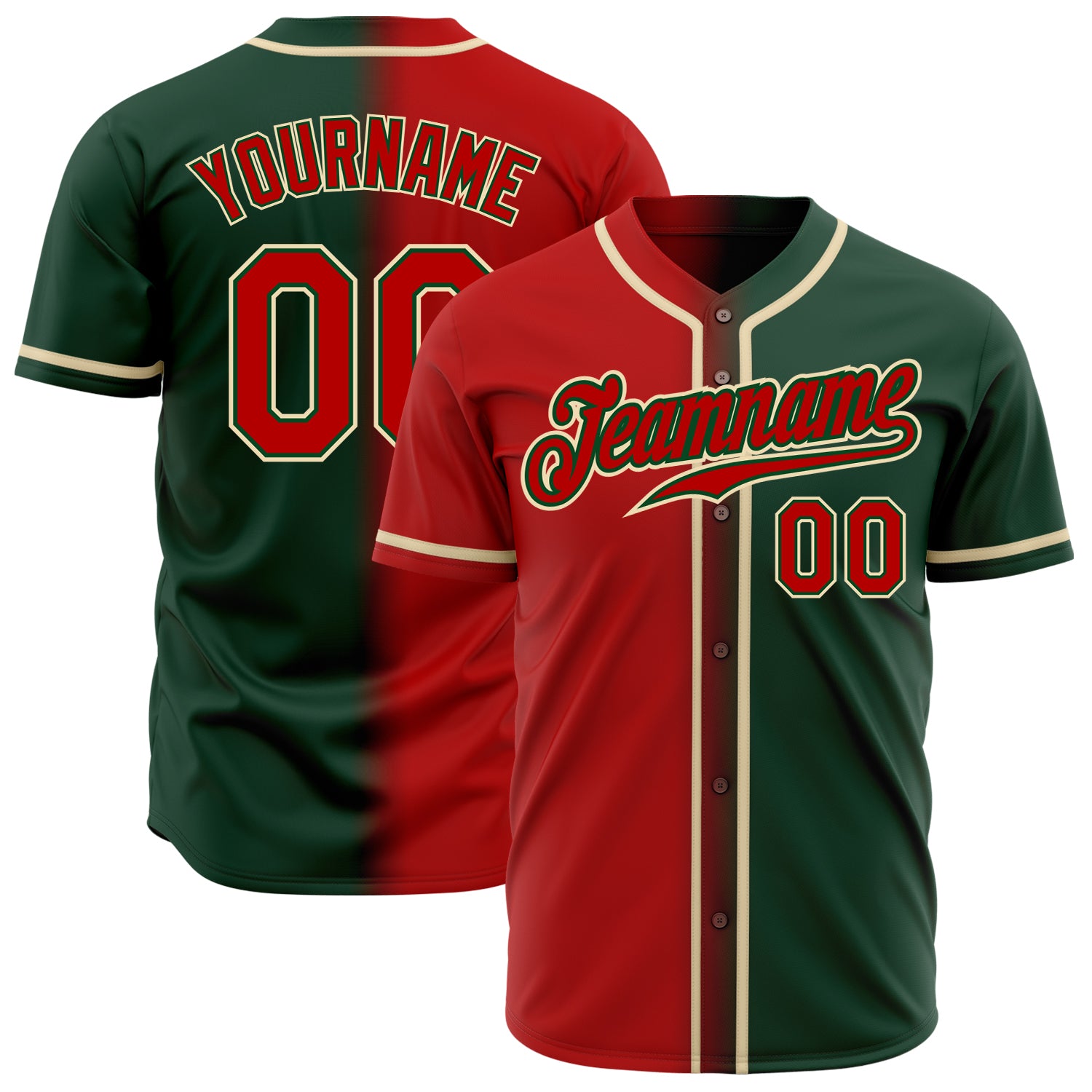 Custom Green Red-Cream Authentic Baseball Jersey Sale – UKSN INC