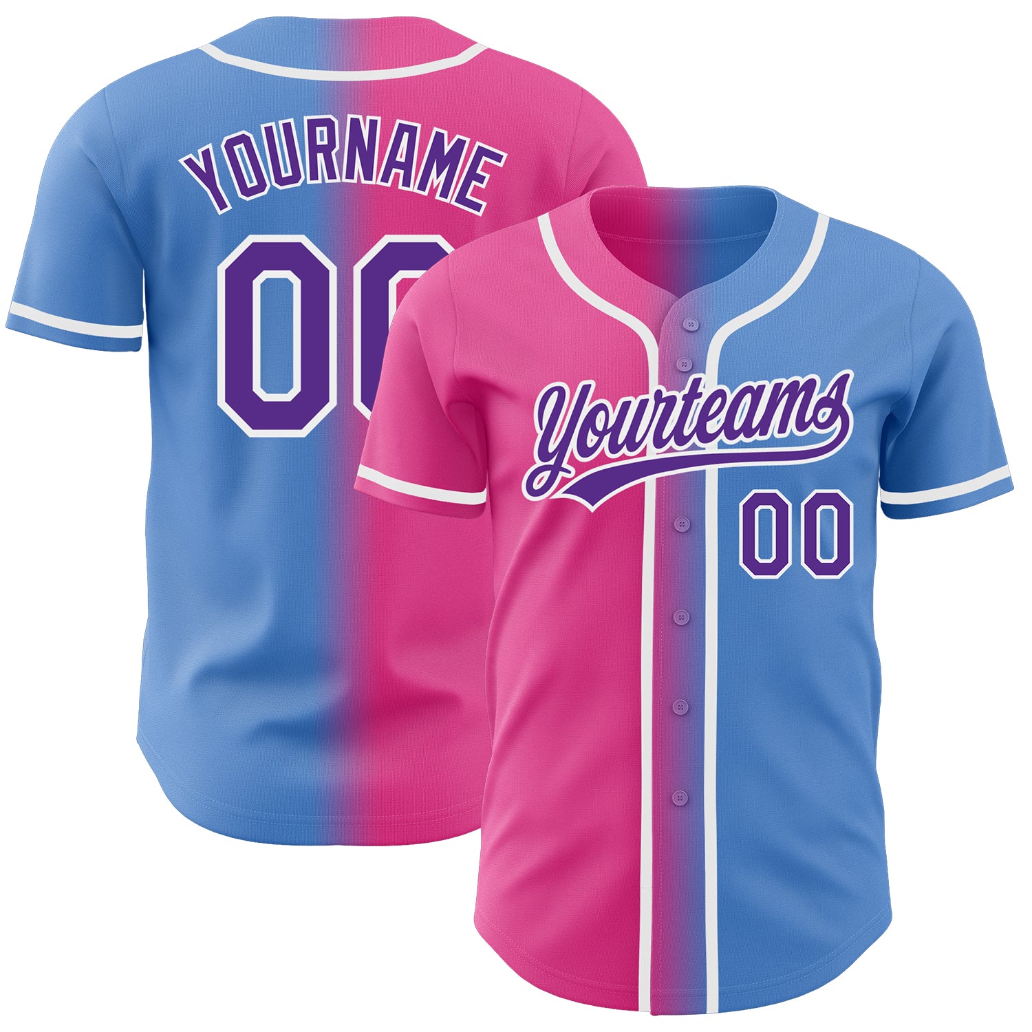 Custom Powder Blue Purple-Pink Authentic Fade Fashion Baseball Jersey Sale  – UKSN INC