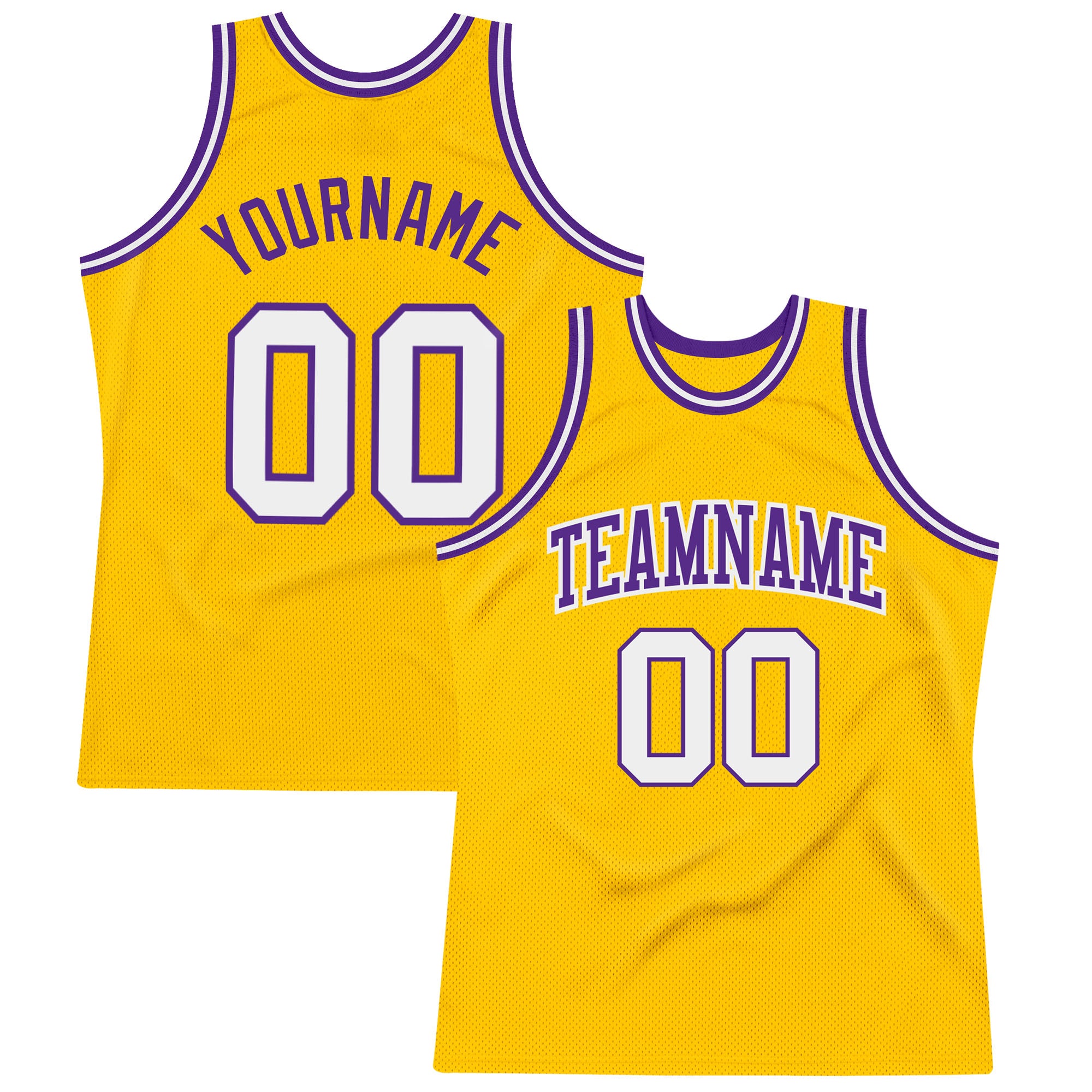 Custom White Purple-Gold Authentic Throwback Basketball Jersey Discount