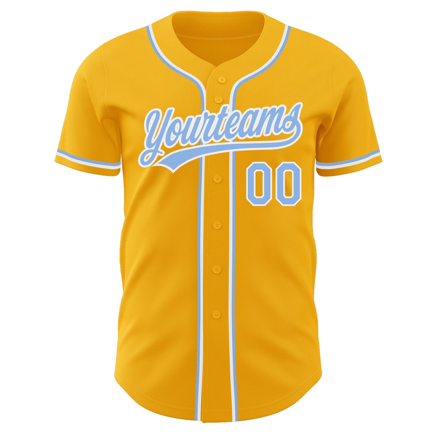 Gold Light Blue-White CUSTOM Baseball Jersey 