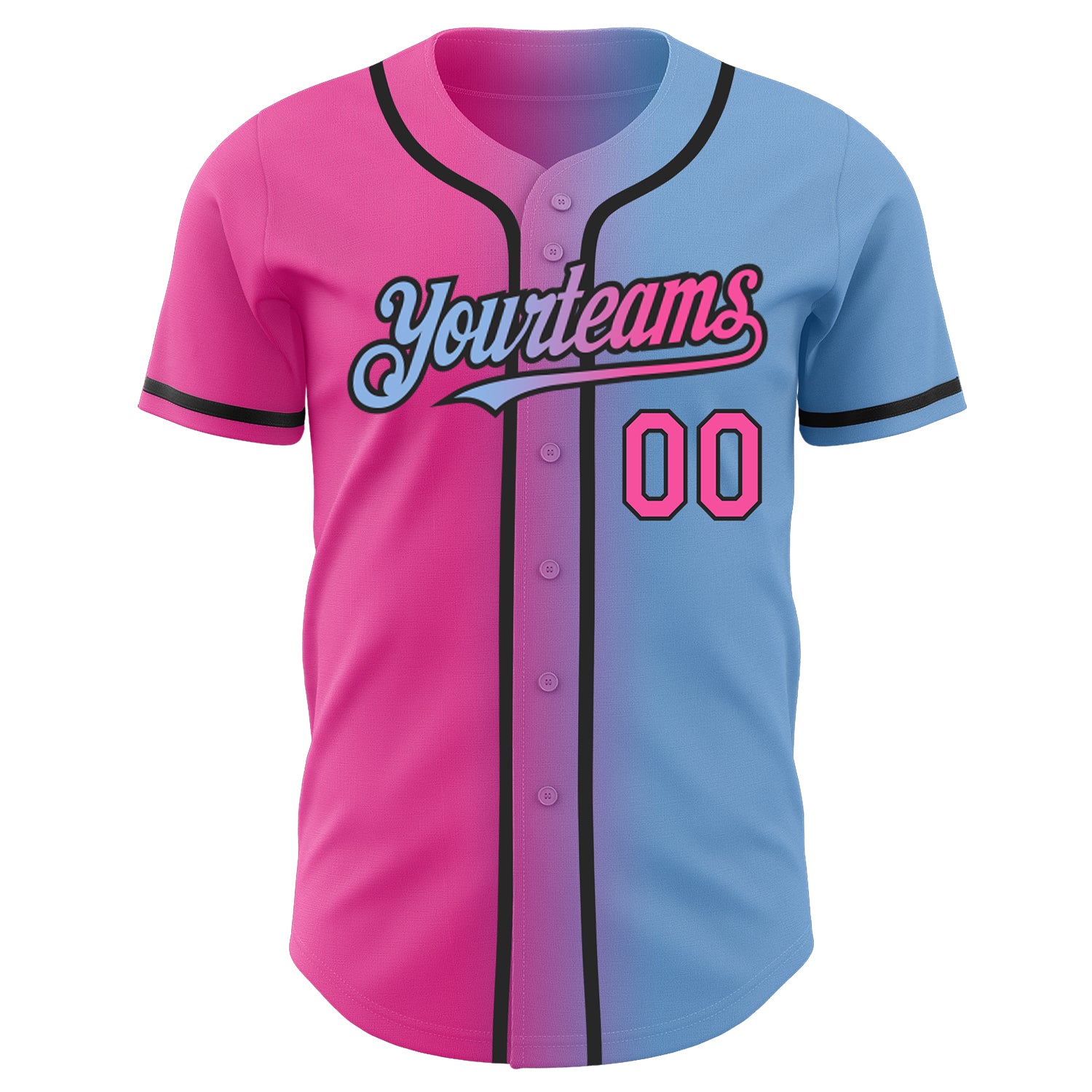 Custom Light Blue Pink-Black Authentic Gradient Fashion Baseball Jersey  Sale – UKSN INC