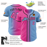 Custom Light Blue Pink-Black Authentic Gradient Fashion Baseball Jersey  Sale – UKSN INC