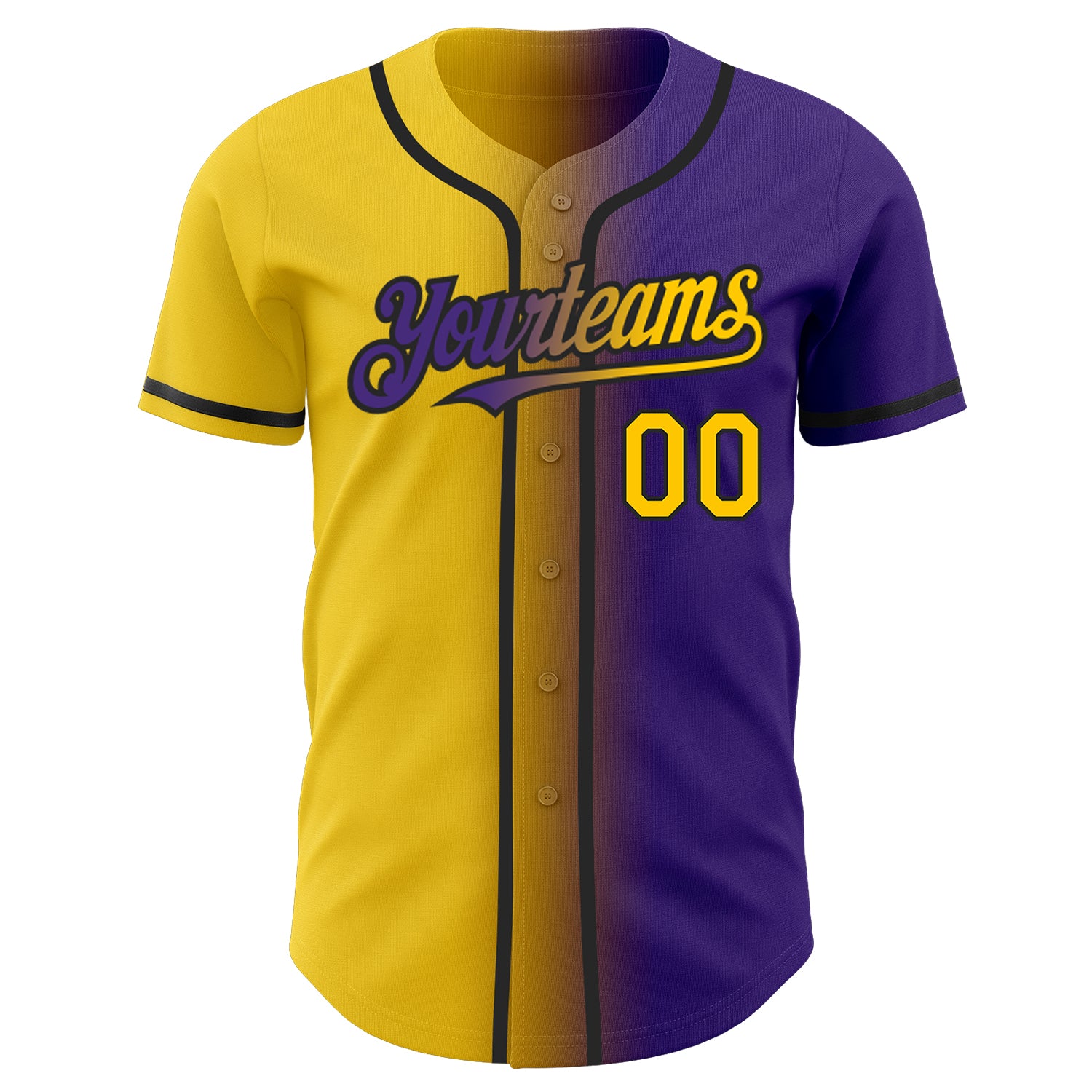 Custom Black Purple-Gold Authentic Baseball Jersey