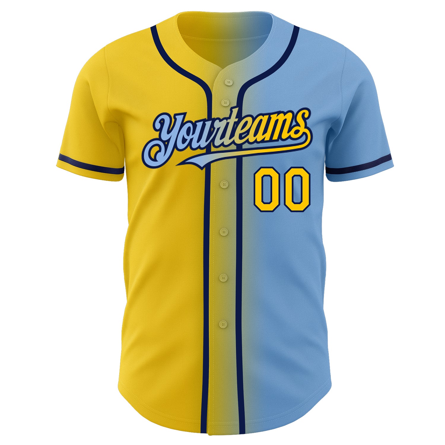 Custom Light Blue Yellow-Navy Authentic Gradient Fashion Baseball  JerseyLight Sale – UKSN INC