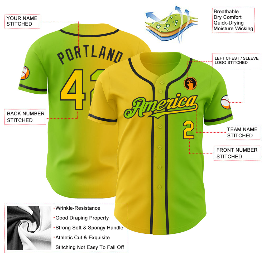 Custom White Neon Green-Black Authentic Two Tone Baseball Jersey