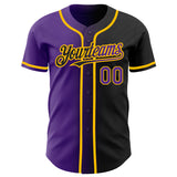 Custom Black Purple-Gold Authentic Gradient Fashion Baseball Jersey