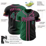 Custom Black Kelly Green-Pink Authentic Gradient Fashion Baseball Jersey