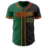 Custom Black Kelly Green-Orange Authentic Gradient Fashion Baseball Jersey