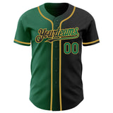 Custom Black Kelly Green-Old Gold Authentic Gradient Fashion Baseball Jersey