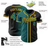 Custom Black Teal-Gold Authentic Gradient Fashion Baseball Jersey