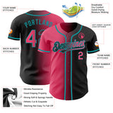 Custom Black Neon Pink-Teal Authentic Gradient Fashion Baseball Jersey