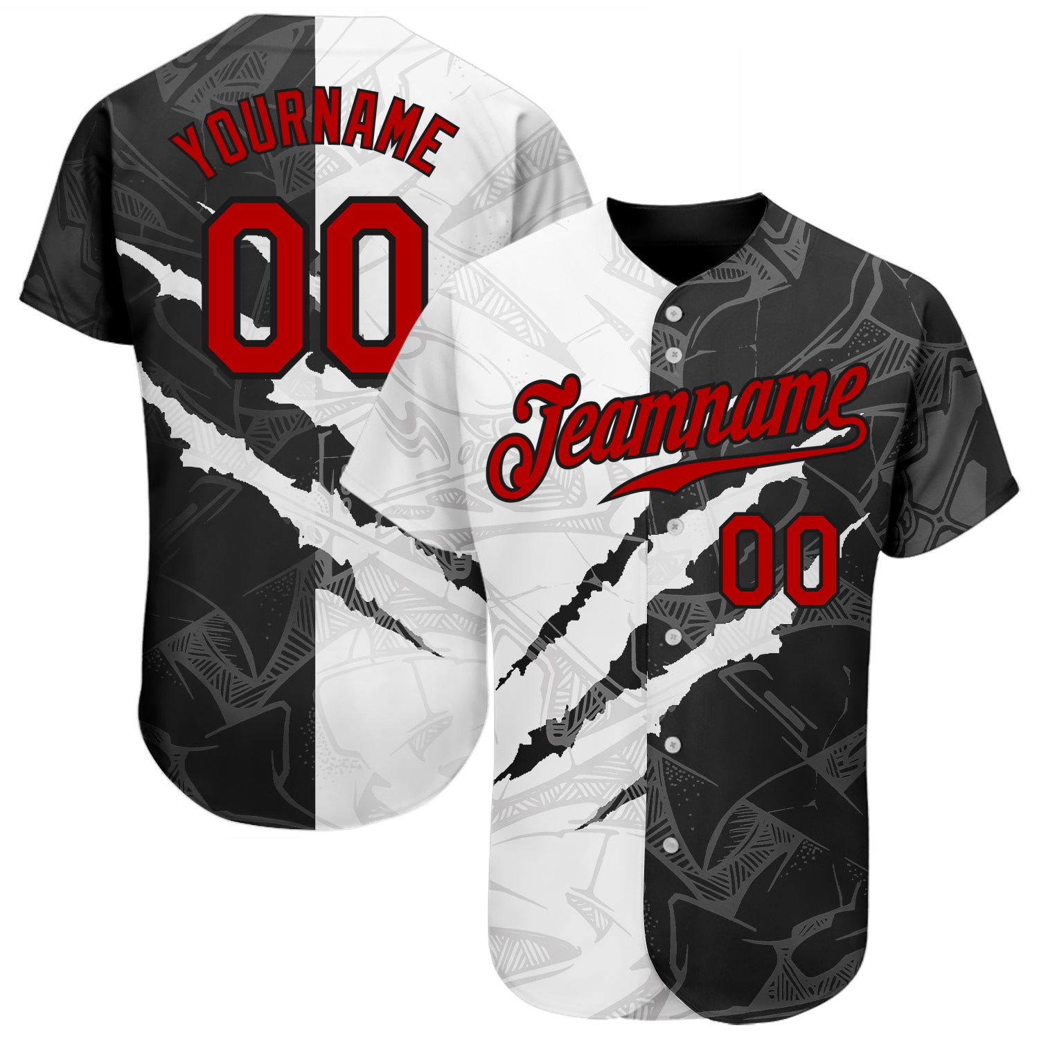 Custom White Red-Black Authentic Baseball Jersey