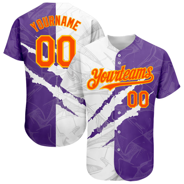 Cheap Custom Graffiti Pattern Gold-Purple 3D Clashing Colors Paint-Splatter  Authentic Baseball Jersey Free Shipping – CustomJerseysPro