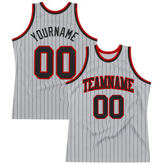 Custom Black Red Pinstripe Black Light Blue-Red Authentic Basketball Jersey  Sale – UKSN INC