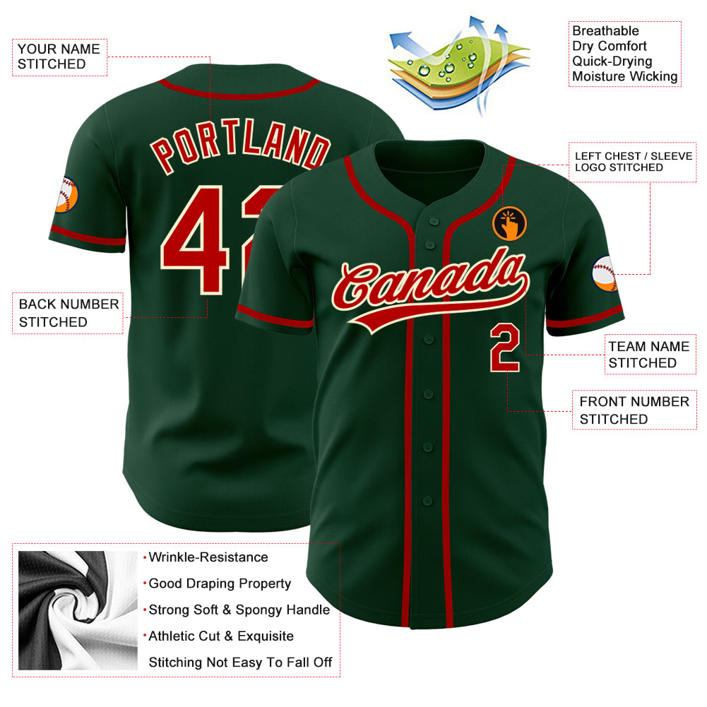 Custom Green Red-Cream Authentic Baseball Jersey Sale – UKSN INC