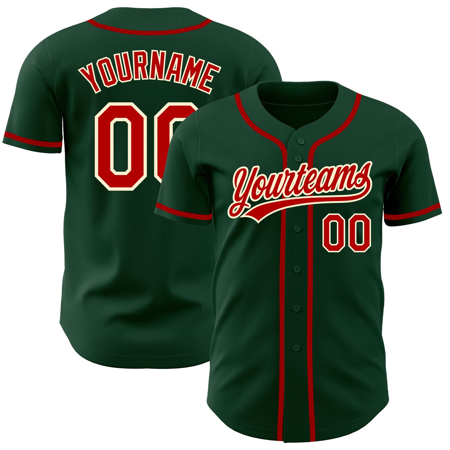 Custom Green Red-Cream Authentic Baseball Jersey Sale – UKSN INC