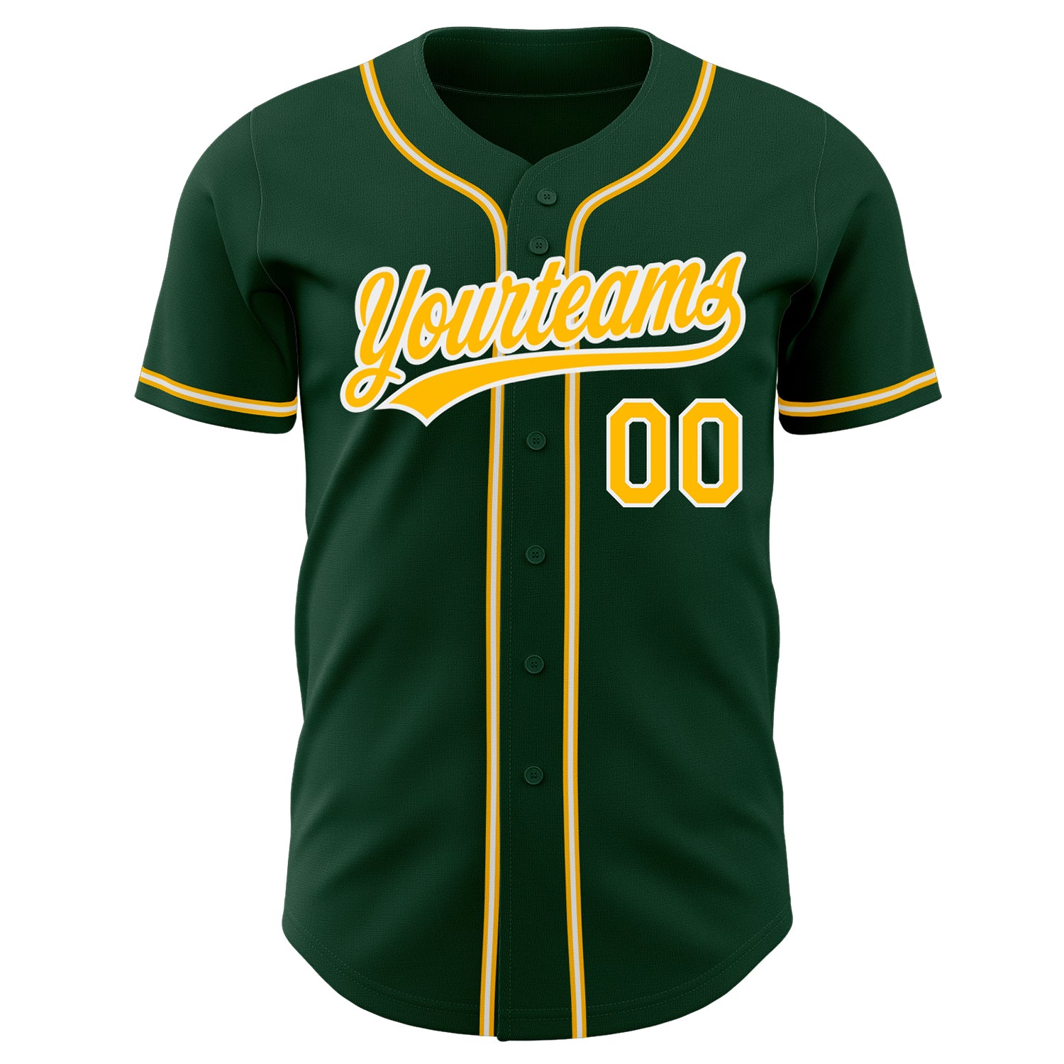 Custom White Green-Gold Authentic Baseball Jersey