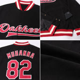 Custom Black Maroon-Cream Bomber Full-Snap Varsity Letterman Jacket