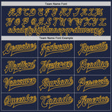 Custom Navy Navy-Gold Bomber Full-Snap Varsity Letterman Jacket