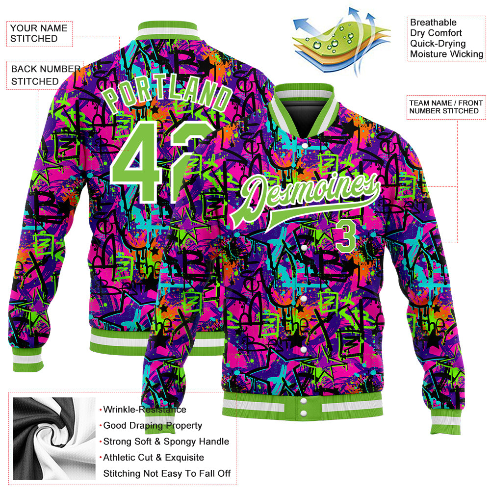 Custom Graffiti Pattern Purple-White 3D Bright Psychedelic Two-Button  Unisex Softball Jersey