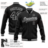 Custom Black White Pinstripe White Bomber Full-Snap Varsity Letterman Jacket