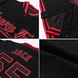 Custom Black White Pinstripe Gray Bomber Full-Snap Varsity Letterman Jacket