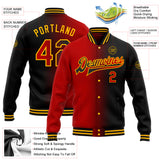 Custom Black Red-Gold Bomber Full-Snap Varsity Letterman Gradient Fashion Jacket