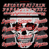 Custom Black Red-White Skull With Roses 3D Bomber Full-Snap Varsity Letterman Jacket