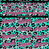 Custom Aqua Pink-Black Leopard Print 3D Pattern Design Bomber Full-Snap Varsity Letterman Jacket