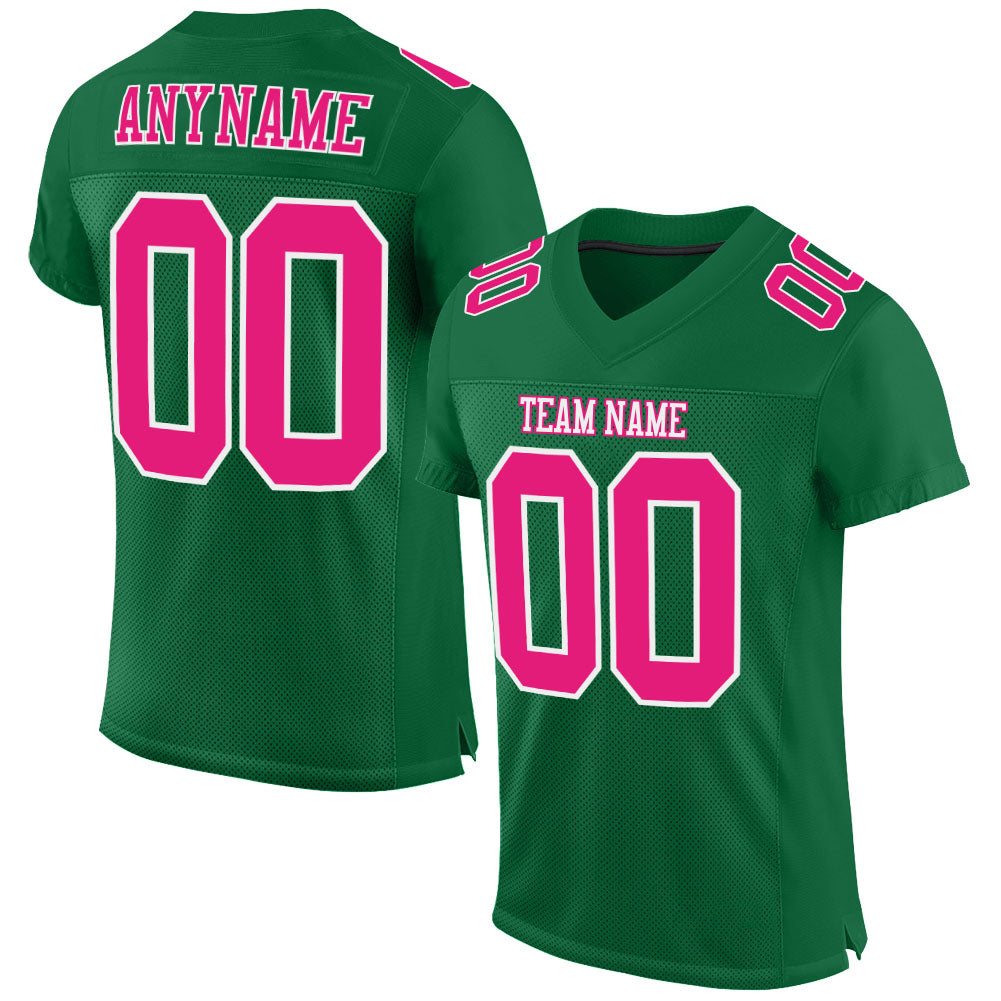 Custom Pink Pink-White Mesh Authentic Football Jersey