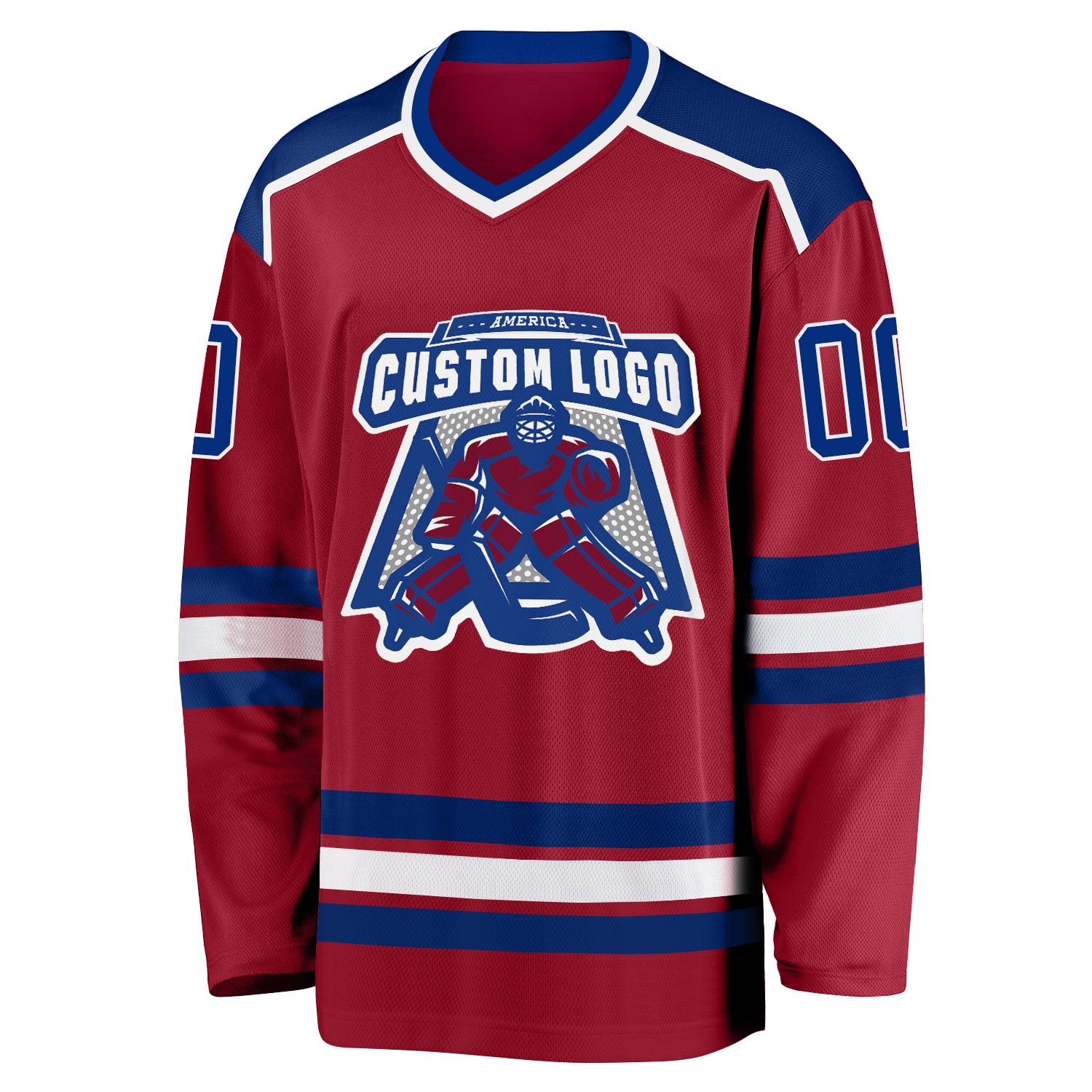 Custom Burgundy White-Light Blue Hockey Jersey Discount