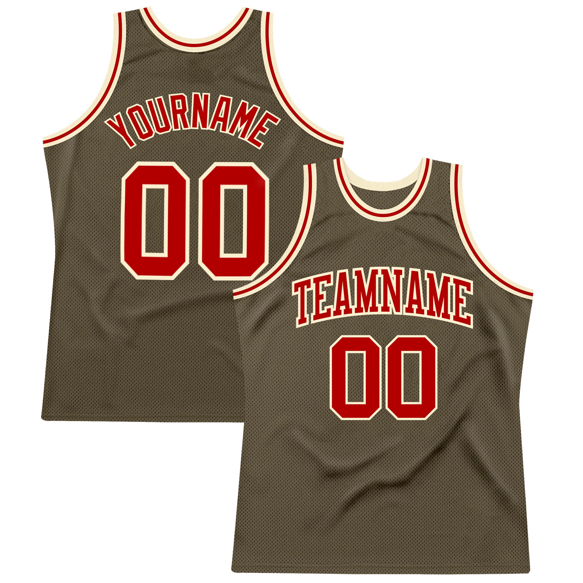 Custom Olive Red-Cream Authentic Throwback Salute To Service Basketball Jersey  Sale – UKSN INC