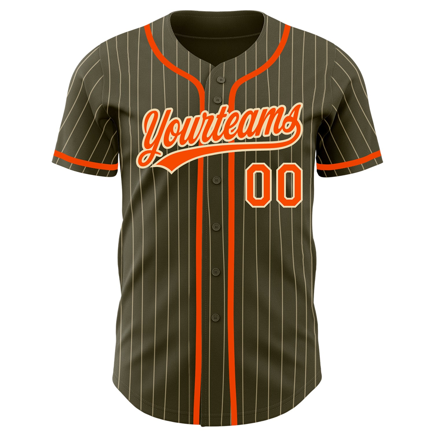 Custom Cream Black Pinstripe Black-Orange Authentic Baseball