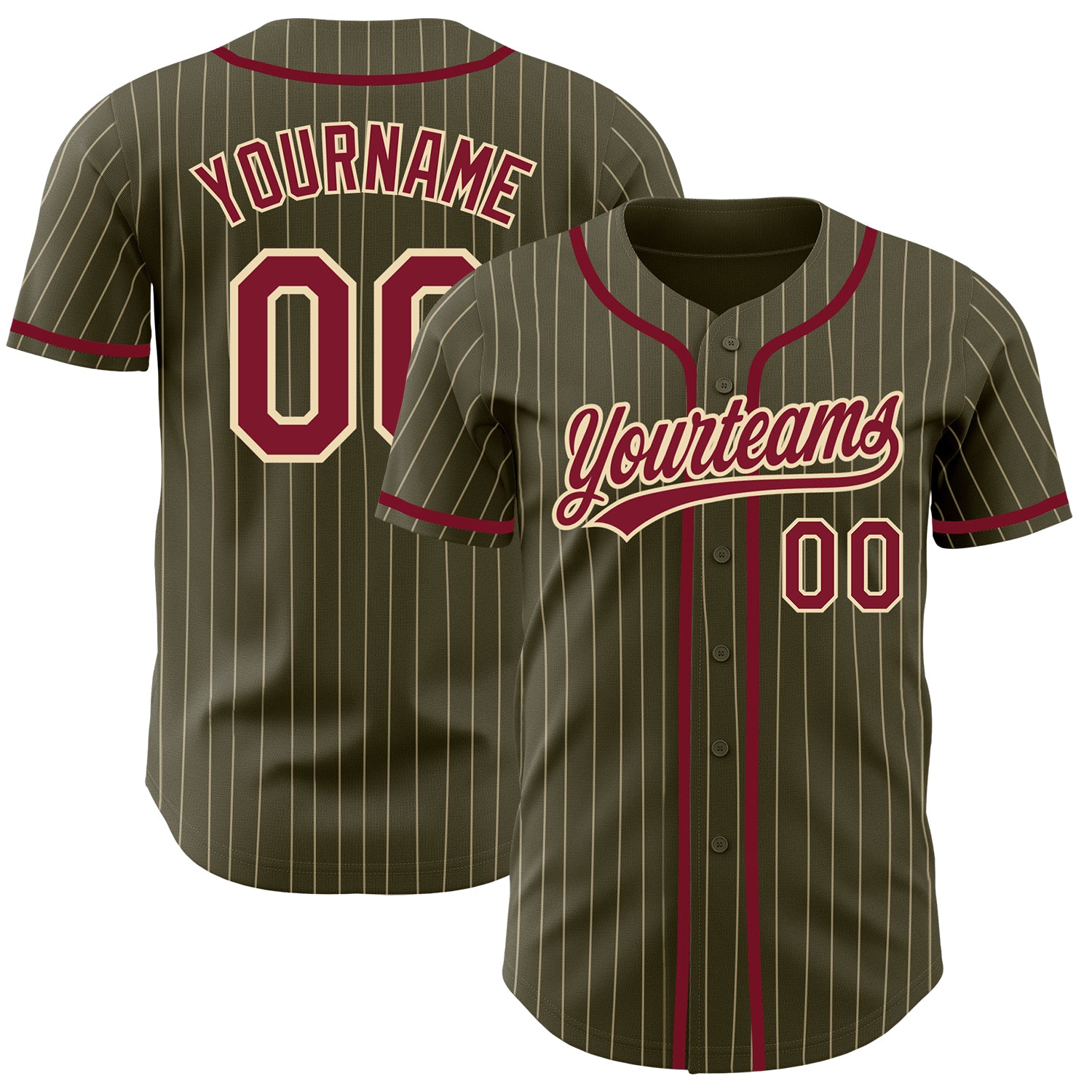 Custom Baseball Jersey Gold Brown Pinstripe Brown-White Authentic Men's Size:XL