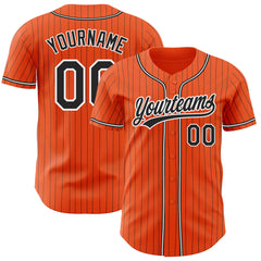 Cheap Custom Light Blue Orange Pinstripe Black Authentic Baseball