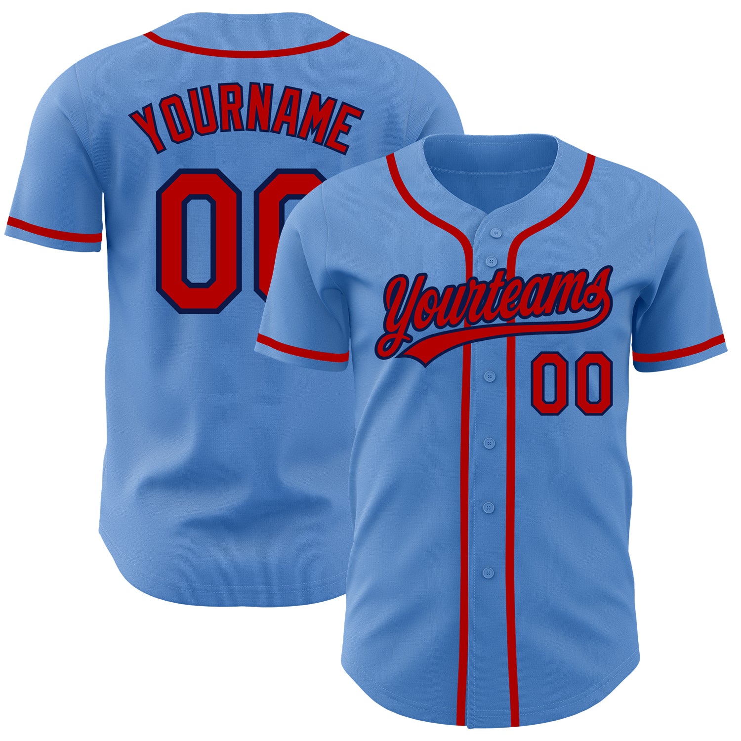 Custom Red White-Navy Baseball Jersey