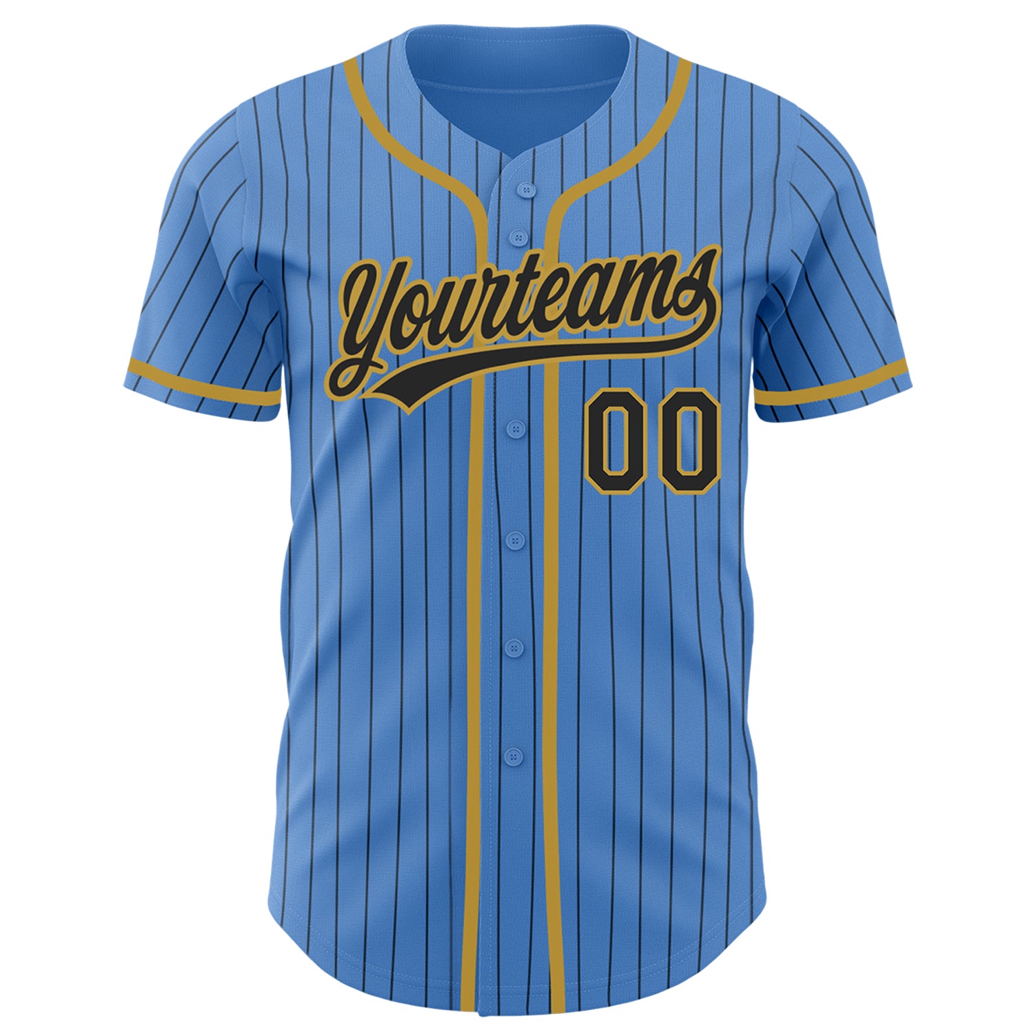 Custom White Light Blue Pinstripe Light Blue-Yellow Authentic Baseball  Jersey