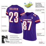 Custom Purple White-Red Mesh Authentic Football Jersey