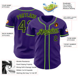 Custom Purple Black-Neon Green Authentic Baseball Jersey