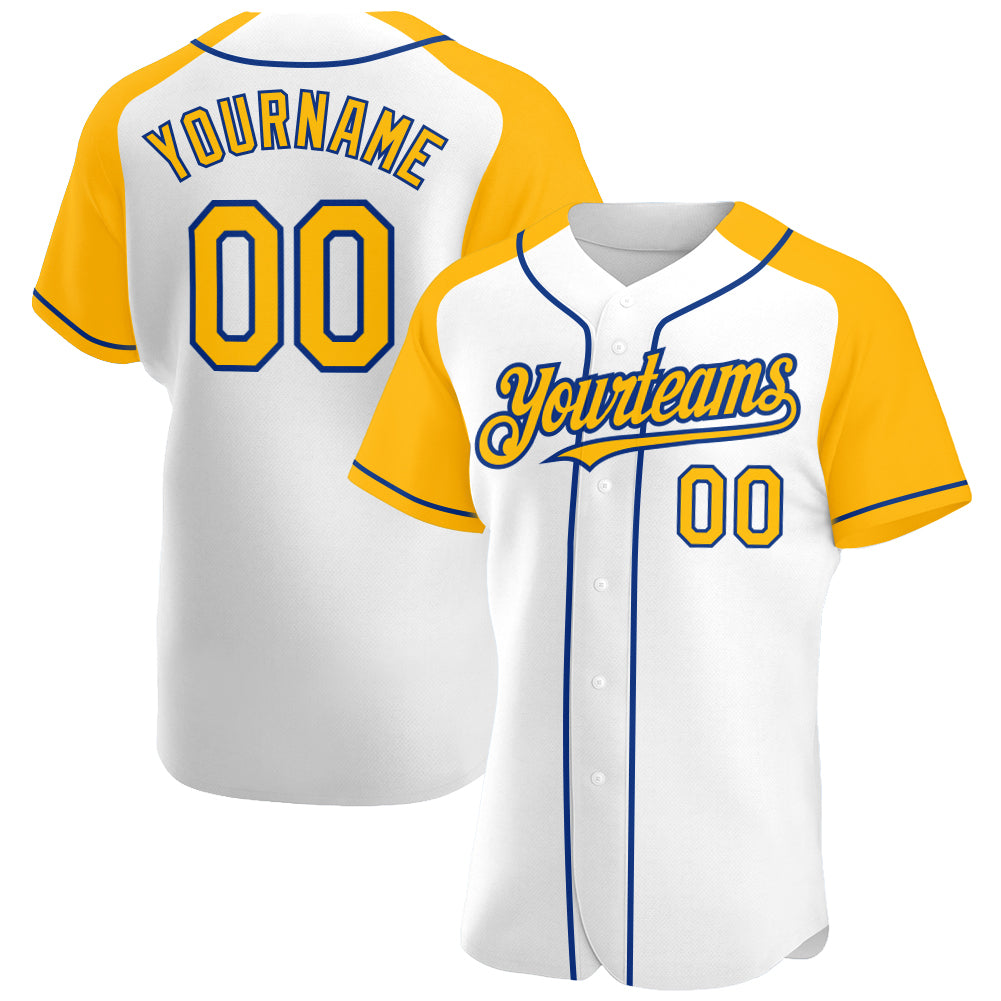 Custom White Light Blue-Gold Authentic Baseball Jersey Discount